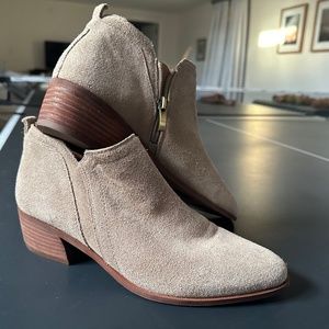 Franco Sarto Leather Suede Khaki/tan Ankle Boots - 8.5 Women’s